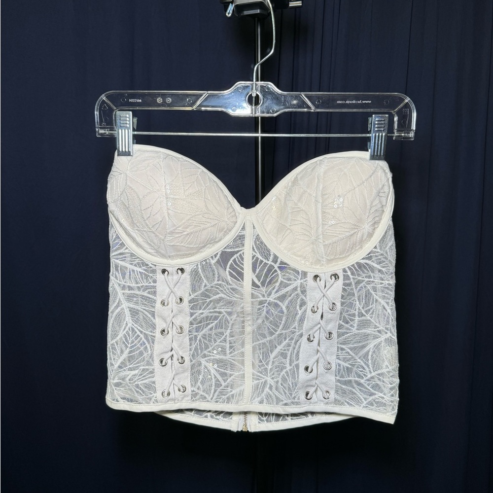 Y2K white sheer corset top